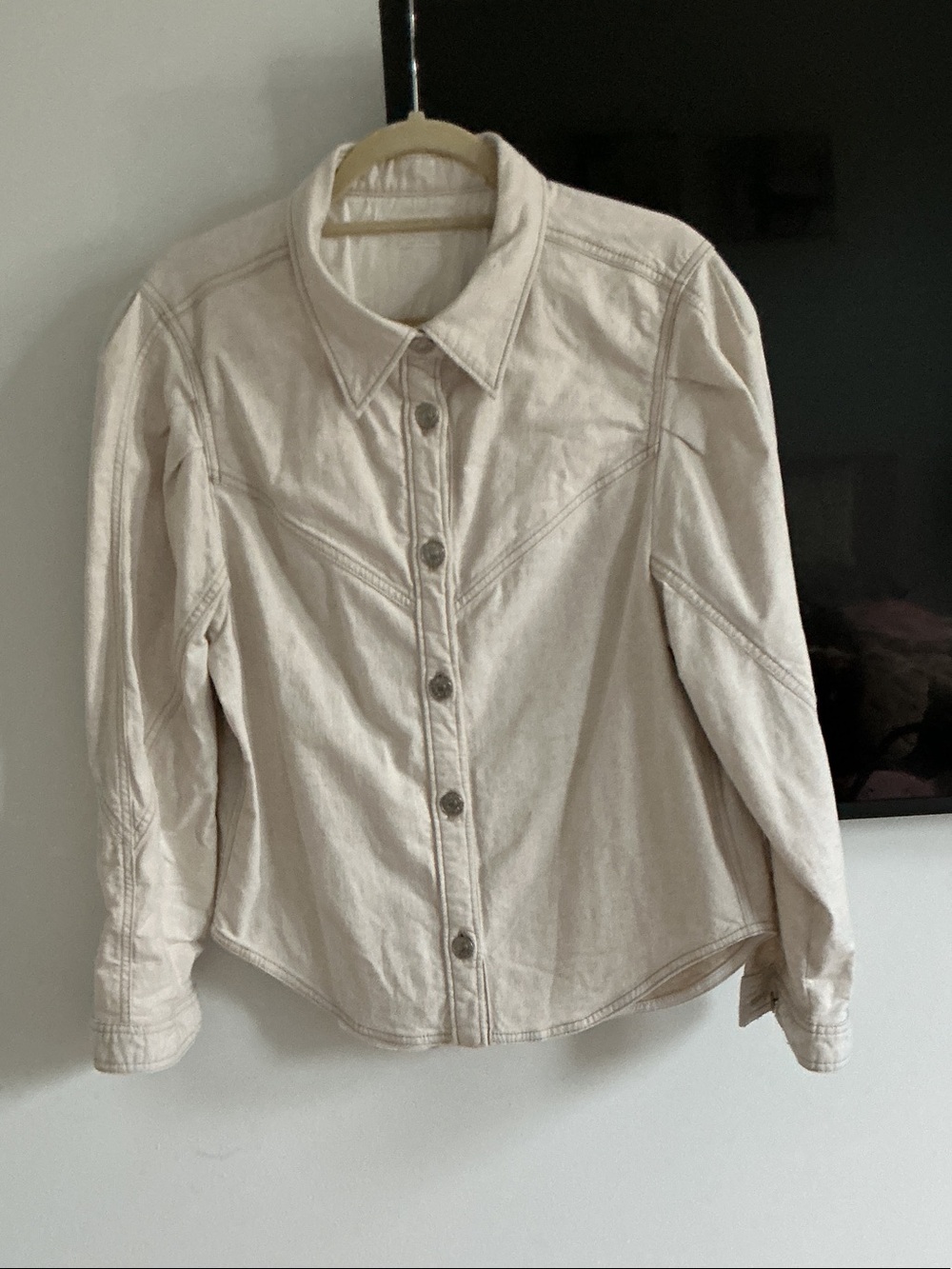 Isabel Marant Cream Button-Down Denim Shirt Jacket